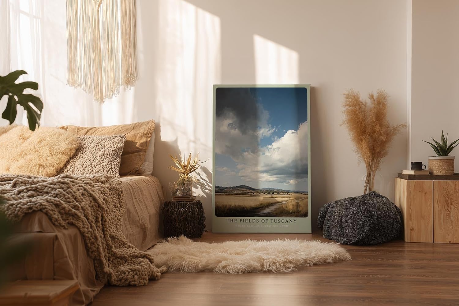 Paul Sinus Wandbild in 40x60cm toskanische Felder unter imposantem Himmel – mediterranes Landschaftsmotiv für warme Wohnakzente