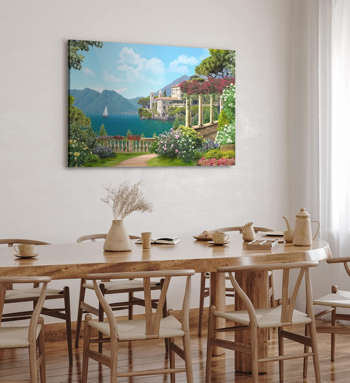 Paul Sinus Wandbild 120x80cm Gardasee Italien Kunstvoll Berge Villa Garten Blumen