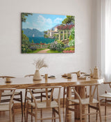 Paul Sinus Wandbild 120x80cm Gardasee Italien Kunstvoll Berge Villa Garten Blumen