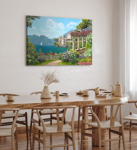 Paul Sinus Wandbild 120x80cm Gardasee Italien Kunstvoll Berge Villa Garten Blumen