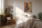 Paul Sinus Wandbild in 40x60cm The Yellow Facade – Mediterrane Balkonszene mit leuchtend gelber Fassade und verspielten Details in impressionistischem Stil