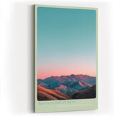 Paul Sinus Wandbild in 40x60cm Mountains at Rest mit von Sonnenlicht gefärbten Bergen unter klarem Himmel für elegante Wandgestaltung