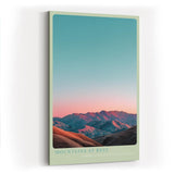 Paul Sinus Wandbild in 40x60cm Mountains at Rest mit von Sonnenlicht gefärbten Bergen unter klarem Himmel für elegante Wandgestaltung