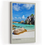 Paul Sinus Kunstdruck 40x60cm Seychellen Strand La Digue Felsen Meer Türkis Urlaub La Digue Seychelles