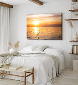 Paul Sinus Wandbild 120x80cm Meer Sonnenuntergang Möwen Horizont Himmel