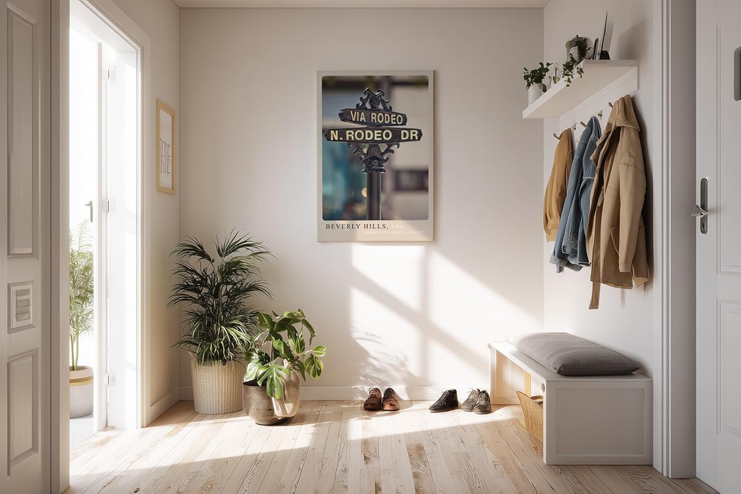 Paul Sinus Kunstdruck 40x60cm Beverly Hills USA Straßenschild Luxus Kalifornien Retro Stadtstil