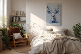 Paul Sinus Wandbild in 40x60cm The Porcelain Stag in edler Blau-Weiß-Optik – kunstvolle Hirschdarstellung mit filigranen Mustern für stilvolle Wohnräume