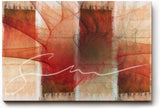 Sinus Art Wandbild 120x80cm Strahlenförmige Elemente in Rot und Weiß mit dynamischer Linie auf gemustertem Hintergrund