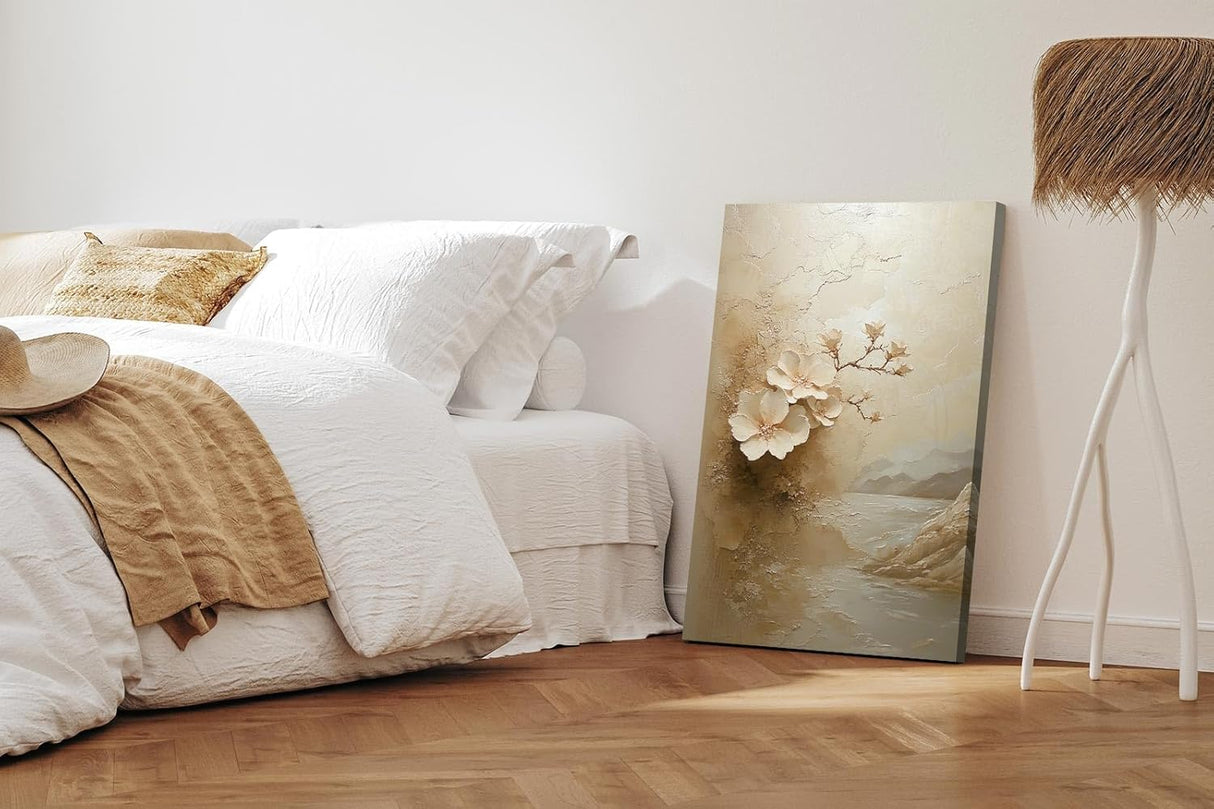 Paul Sinus 60x90cm Wandbild Magie der Blüte am See – Verträumte Landschaftskunst mit floraler Eleganz Blume