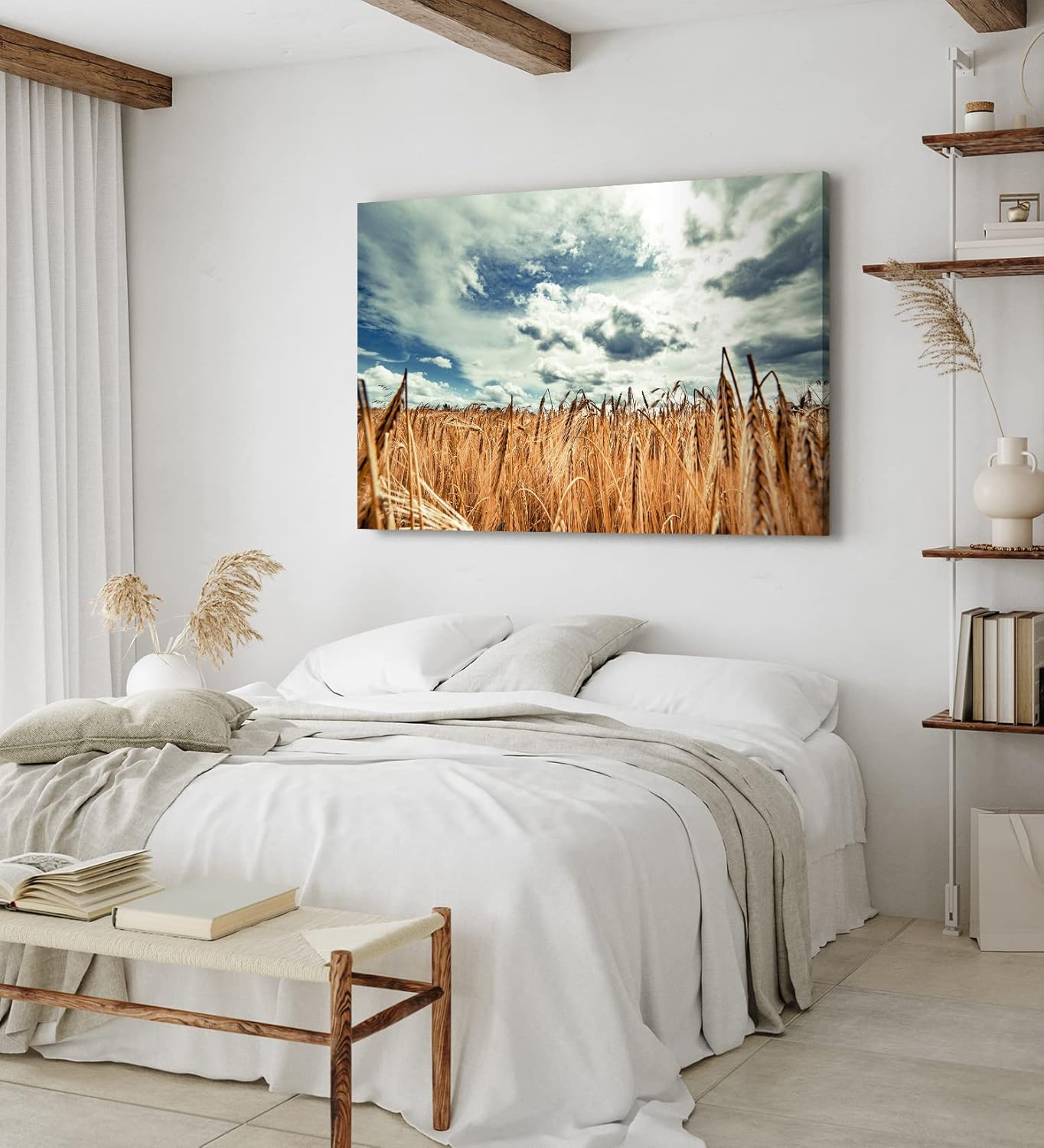 Paul Sinus Wandbild 120x80cm Weizenfeld Weizen Feld Wolken Himmel