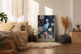 Paul Sinus Wandbild in 40x60cm The Blossom Guardian mit elegantem Kranich zwischen blühenden Pfingstrosen für harmonische Wandgestaltung