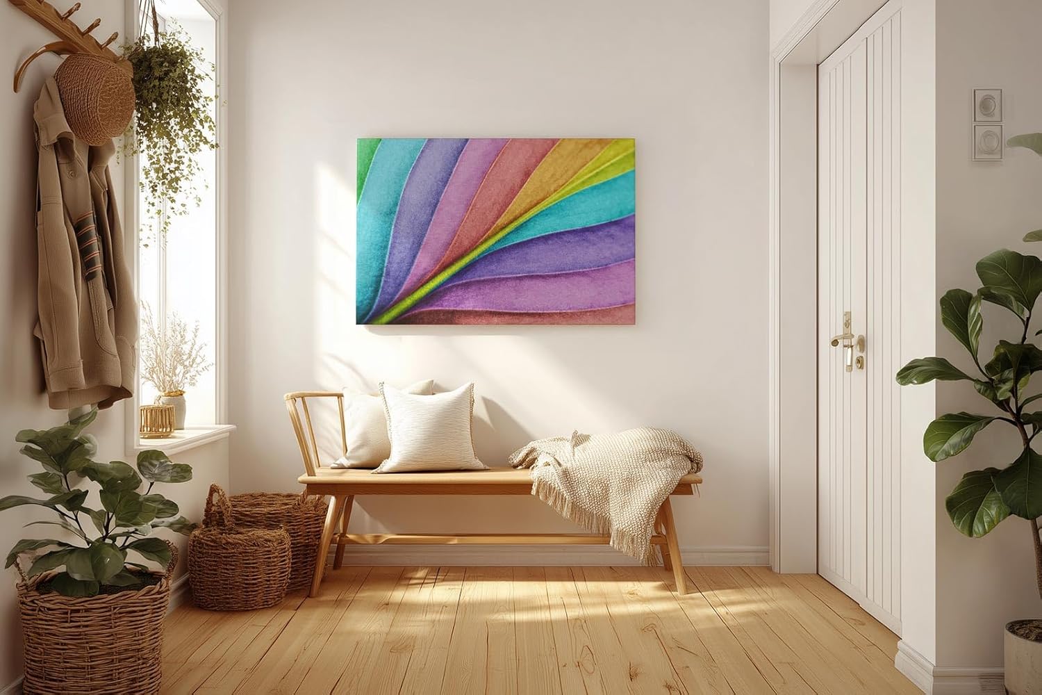 Sinus Art Wandbild 120x80cm Farbverlauf in leuchtenden Fächerformen – modern, verspielt und stilvoll