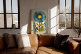 Paul Sinus Wandbild in 40x60cm The Blooming Balance stilisierte Blume in Blauund Gelbtönen moderne Naturkunst auf Leinwand
