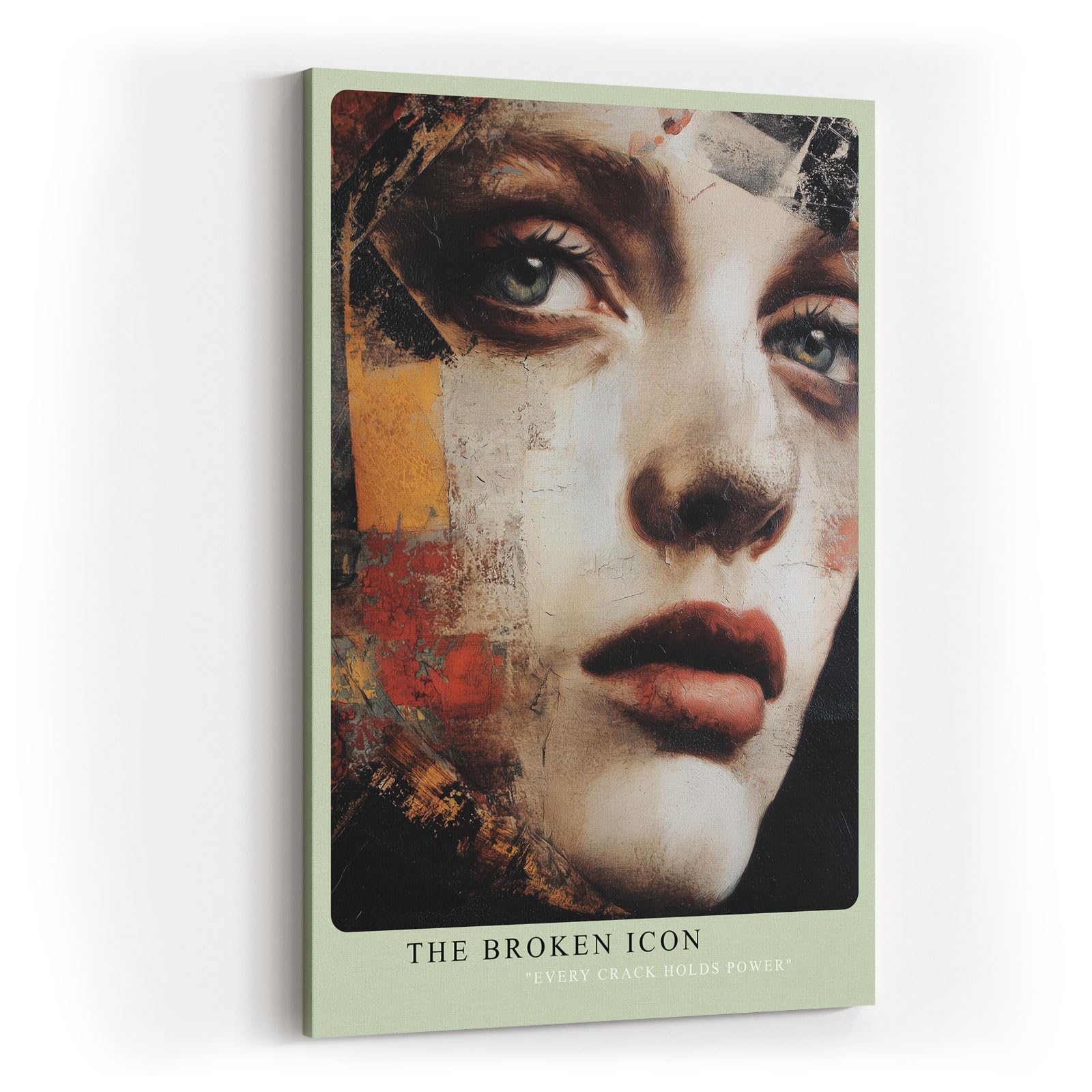 Paul Sinus Wandbild in 40x60cm Frauenporträt in fragmentierter Malweise – kraftvolles Mixed-Media-Kunstwerk für moderne Raumgestaltung