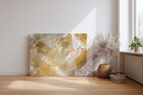 Sinus Art Wandbild 120x80cm Goldfarbene geometrische Formen und Linien auf hellem Hintergrund