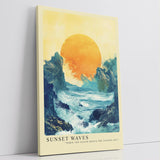Paul Sinus Leinwandbild 60x90cm Leinwandbild Sonnenuntergangswellen – Eindrucksvolle Landschaft mit leuchtender Sonne und aufgewühltem Meer