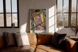 Paul Sinus Wandbild in 80x120cm The Golden Silence – kunstvolles Porträt im goldenen Mosaikstil mit floralen Ornamenten für stilvolle Raumgestaltung