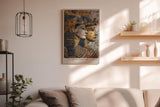 Paul Sinus Wandbild in 40x60cm Faces of Forever – Reliefdarstellung zweier ägyptischer Herrscher in Gold, Blau und Steinstruktur