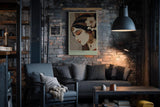 Paul Sinus Wandbild in 40x60cm Divine in Bloom mit stilisiertem Frauenportrait und floralen Ornamenten für edle Wandgestaltung