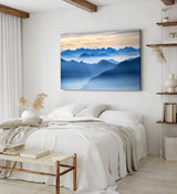 Paul Sinus Wandbild 120x80cm Blaue Berge Berglandschaft Nebel Bergkette Natur
