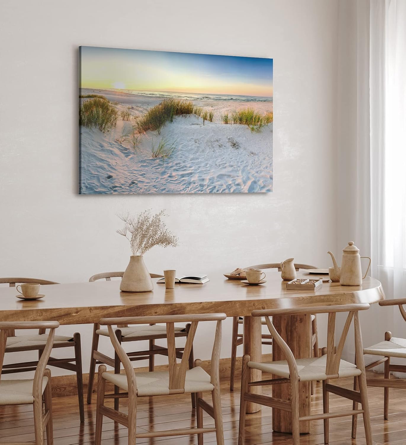 Paul Sinus Wandbild 120x80cm Ostsee Strand Sand Meer Sonnenuntergang Horizont