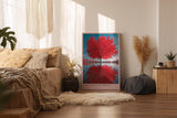 Paul Sinus Wandbild in 40x60cm Autumn's Heartbeat Roter Herbstbaum mit Spiegelung im Wasser unter blauem Himmel für elegante Wohnraumgestaltung
