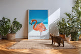 Paul Sinus Kunstdruck 40x60cm Flamingo Bliss mit rosa Flamingo am türkisfarbenen Meer