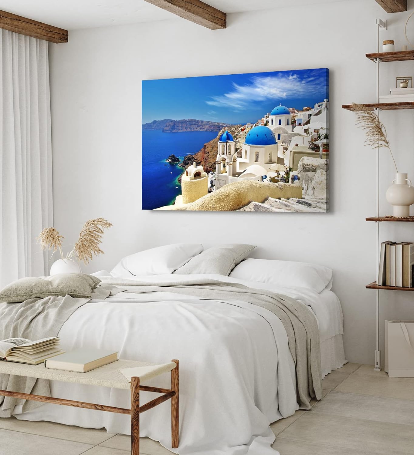 Paul Sinus Wandbild 120x80cm Santorini Mittelmeer Meer Blau weiße Häuser Griechenland