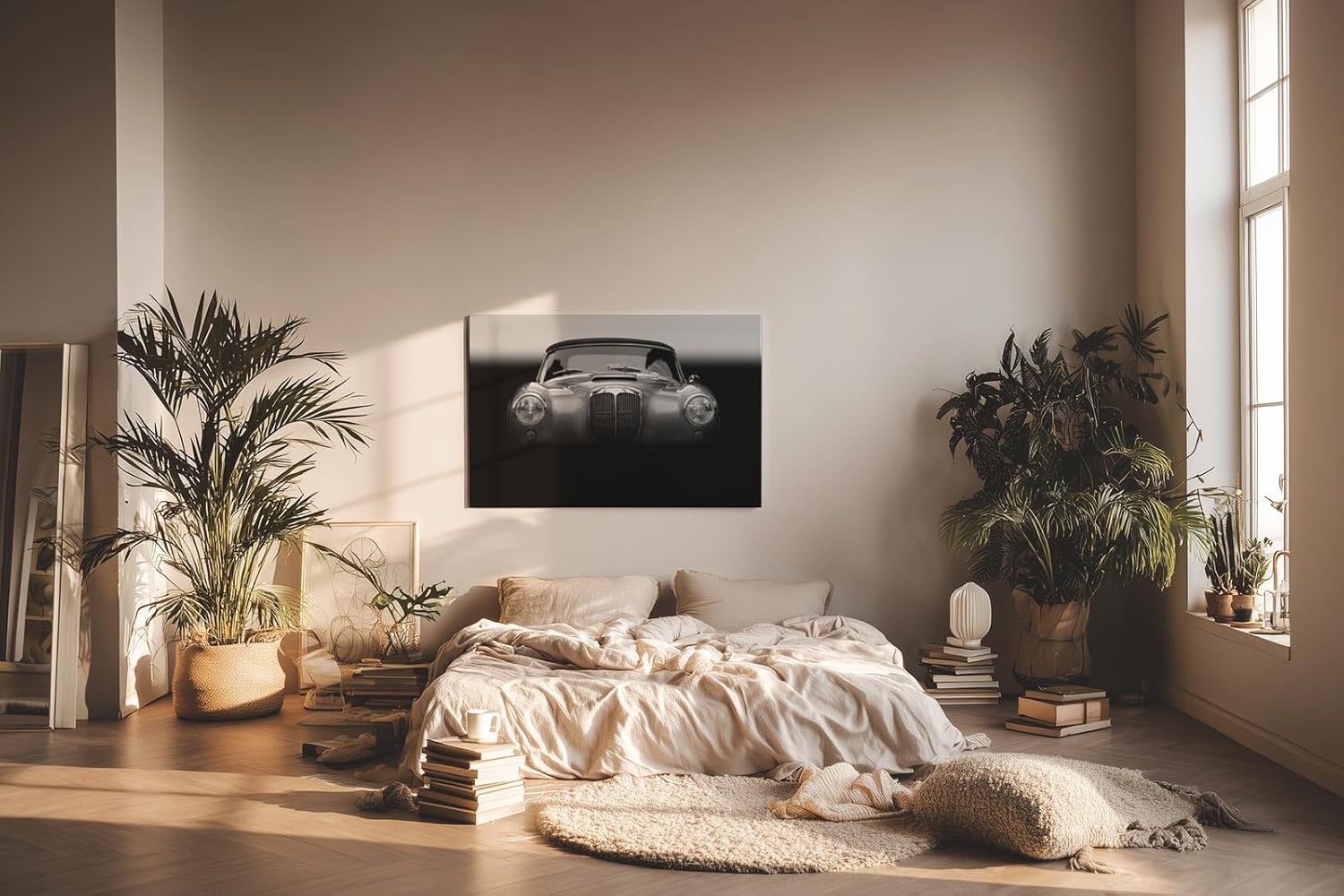 Sinus Art Wandbild 120x80cm Charismatischer Oldtimer in stilvoller Frontalansicht verleiht dem Raum Charakter und Dynamik