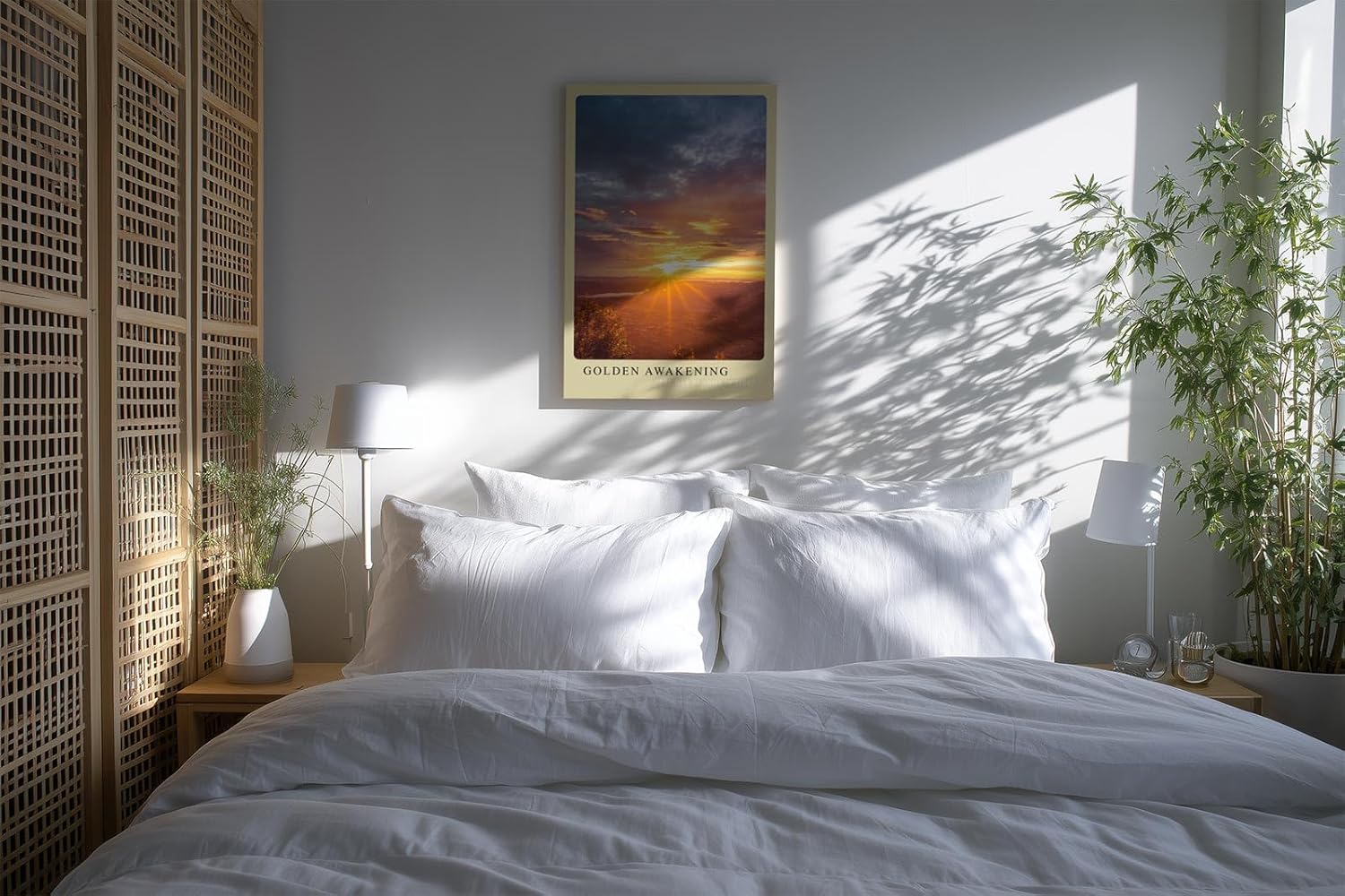 Paul Sinus Kunstdruck 40x60cm Golden Awakening – Sonnenaufgang über der Landschaft in leuchtendem Gold und Orange