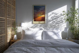 Paul Sinus Kunstdruck 40x60cm Golden Awakening – Sonnenaufgang über der Landschaft in leuchtendem Gold und Orange