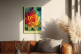 Paul Sinus Wandbild in 40x60cm Floral Fusion Farbintensive abstrakte Blüte in leuchtendem Gelb, Rot und Grün für stilvolle Raumakzente