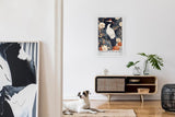 Paul Sinus Leinwandbild 80x120cm Leinwandbild Blütensymphonie – Eleganter Kranich umgeben von floralen Elementen, asiatische Kunst, luxuriöse Ästhetik