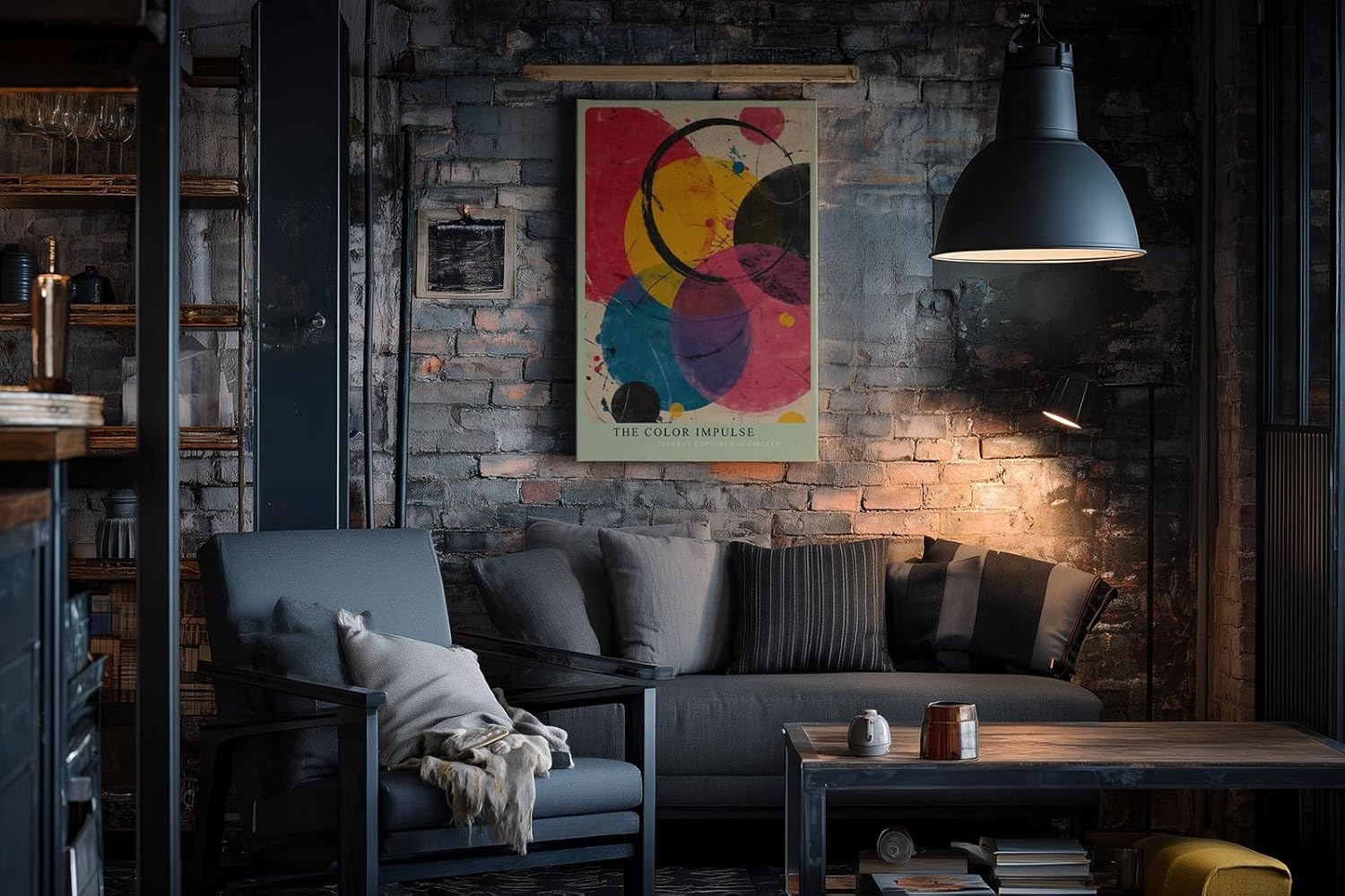 Paul Sinus Wandbild in 40x60cm The Color Impulse – Lebendige Komposition aus überlappenden Kreisen in kräftigem Gelb, Rot, Blau, Pink und Schwarz