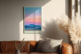 Paul Sinus Wandbild in 40x60cm Pastellfarbene Hügellandschaft im Sonnenaufgang mit sanftem Farbverlauf am Himmel