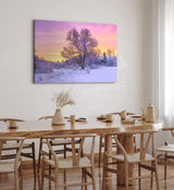 Wandbild 120x80cm Baum im Winter Schnee Sonnenuntergang Natur Wald