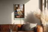 Paul Sinus Wandbild in 40x60cm A Love Story in Paris – Romantische Bahnszene mit Blick auf den Eiffelturm, elegante Frau am Zugfenster, nostalgische Stadtkunst