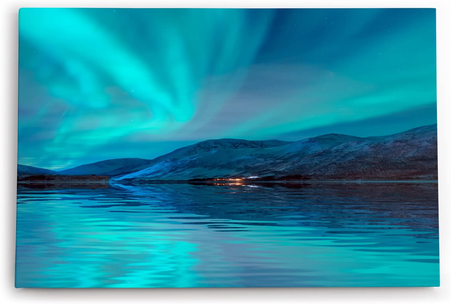 Paul Sinus Wandbild 120x80cm Polarlichter Norwegen Nachthimmel See Berge