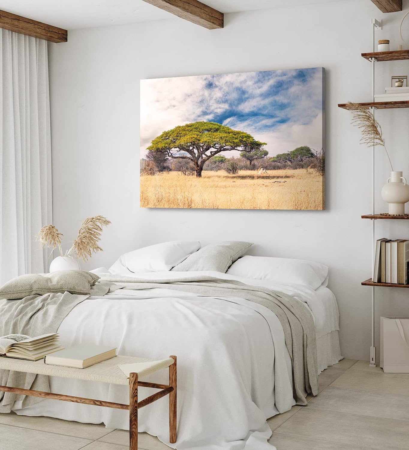 Paul Sinus Wandbild 120x80cm Afrikanische Landschaft Burkea Africana Bäume Sonnenuntergang