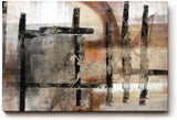 Sinus Art Wandbild 120x80cm Abstrakte Architekturformen mit geometrischen Linien in Braun, Grau und Schwarz