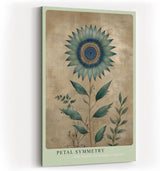 Paul Sinus Wandbild in 40x60cm Petal Symmetry stilisierte Sonnenblume in Blauund Grüntönen elegante Naturkunst auf Leinwand