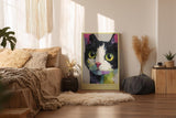 Paul Sinus Wandbild in 40x60cm Little Rainbow Cat – farbenfrohes Katzenportrait in moderner Bilder für lebendige Wohnraumgestaltung