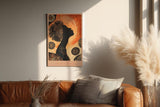 Paul Sinus Wandbild in 40x60cm Silhouette einer Frau vor grafisch-ornamentalem Hintergrund in warmen Erdtönen