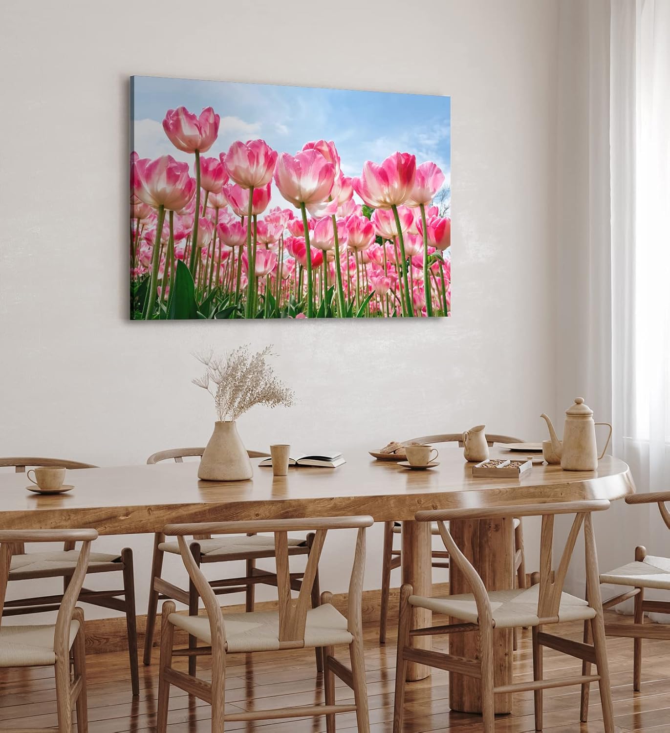 Paul Sinus Wandbild 120x80cm Tulpen Blumen Blüten Sommer Sonnenschein Rosa