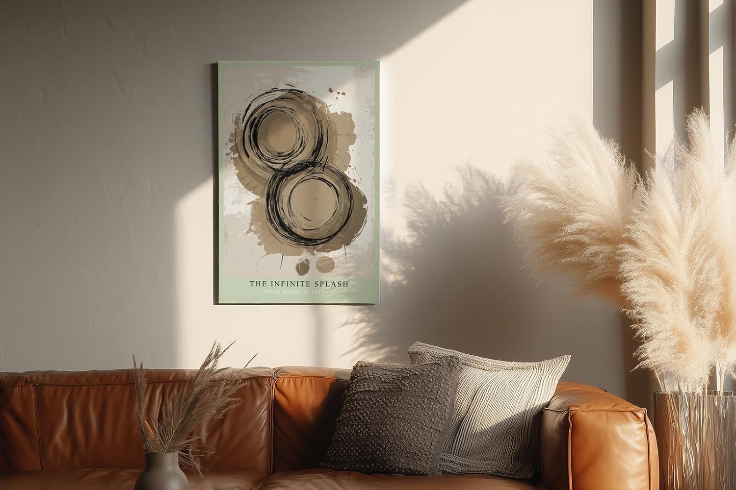 Paul Sinus Wandbild in 40x60cm The Infinite Splash – Abstrakte Kreiskomposition in Erdtönen mit dynamischen Pinselspuren und organischen Formen