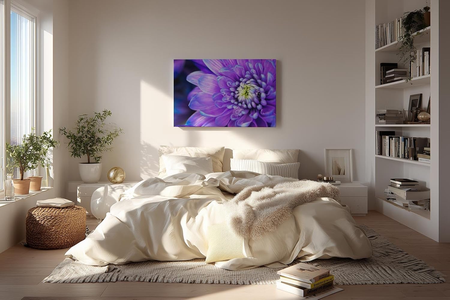 Sinus Art Wandbild 120x80cm Faszinierende Makroaufnahme einer violetten Blüte mit feinen Strukturen und natürlicher Tiefe