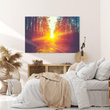 Paul Sinus Wandbild 120x80cm Sonnenuntergang Sonnenstrahl Wald Bäume Natur