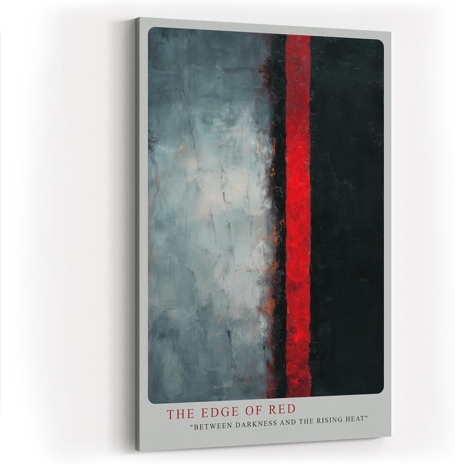 Paul Sinus Wandbild in 40x60cm The Edge of Red – Abstraktes Kunstwerk mit starkem Farbkontrast zwischen Schwarz, Grau und Rot