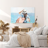 Paul Sinus Wandbild 120x80cm Junge Frau geht zum Strand Abstrakt Blau Kunstvoll