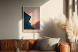 Paul Sinus Wandbild in 40x60cm The Last Light – Abstraktes Bergmotiv in sanften Rosaund Blautönen für moderne Wohnräume